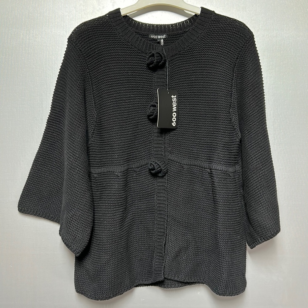 💯 cotton babydoll  600 west size small cardigan rose knit snap closure